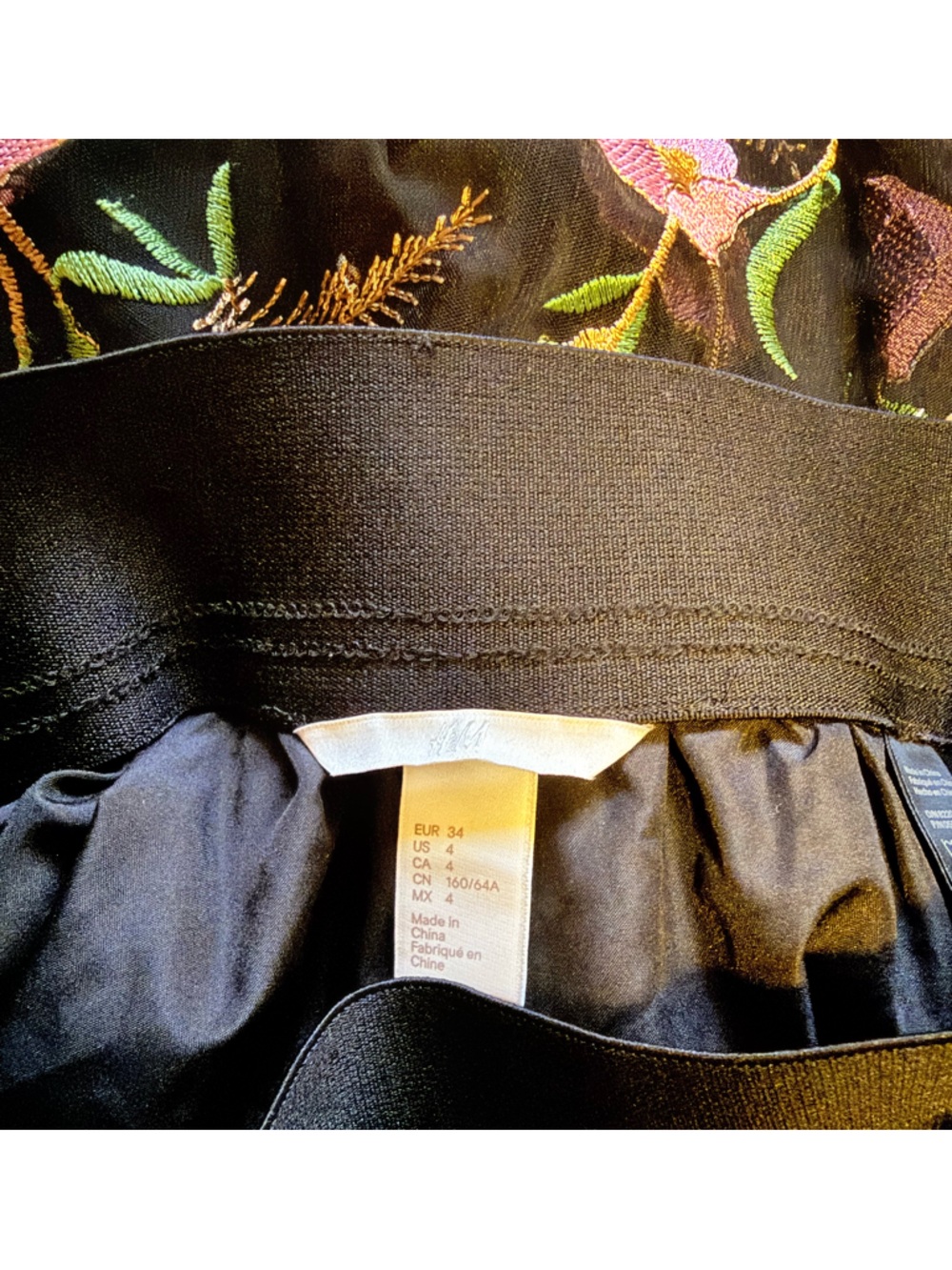 H&M Black Floral Embroidered Tulle A Line Skirt - 4 - Picture 3 of 5